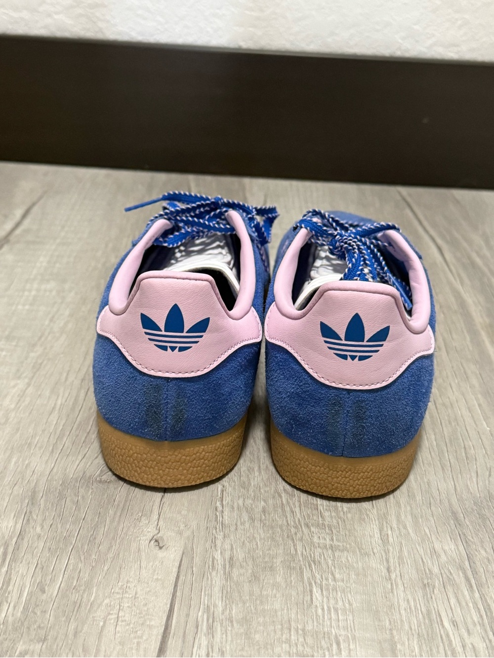 adidas Blue Suede Sneakers with Pink Stripes - Picture 2 of 2